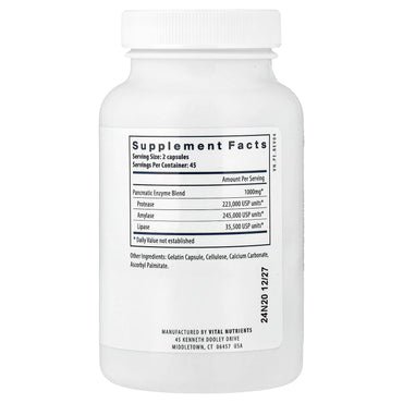 Vital Nutrients, Pancreatic Enzymes, 90 Capsules UPC 693465417119 | Hilife Vitamins