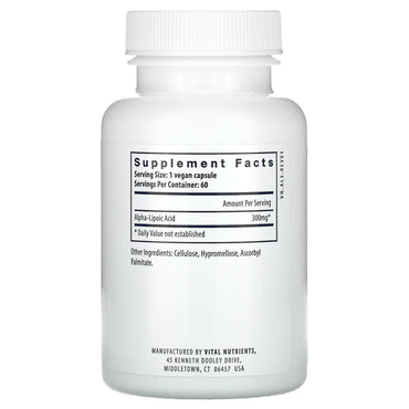 Vital Nutrients, Lipoic Acid, 60 Vegan Capsules UPC 693465420119 | HiLife Vitamins