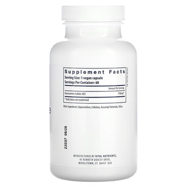 Vital Nutrients, Vegan Glucosamine Sulfate, 120 Vegan Capsules UPC 693465422113 | HiLife Vitamins