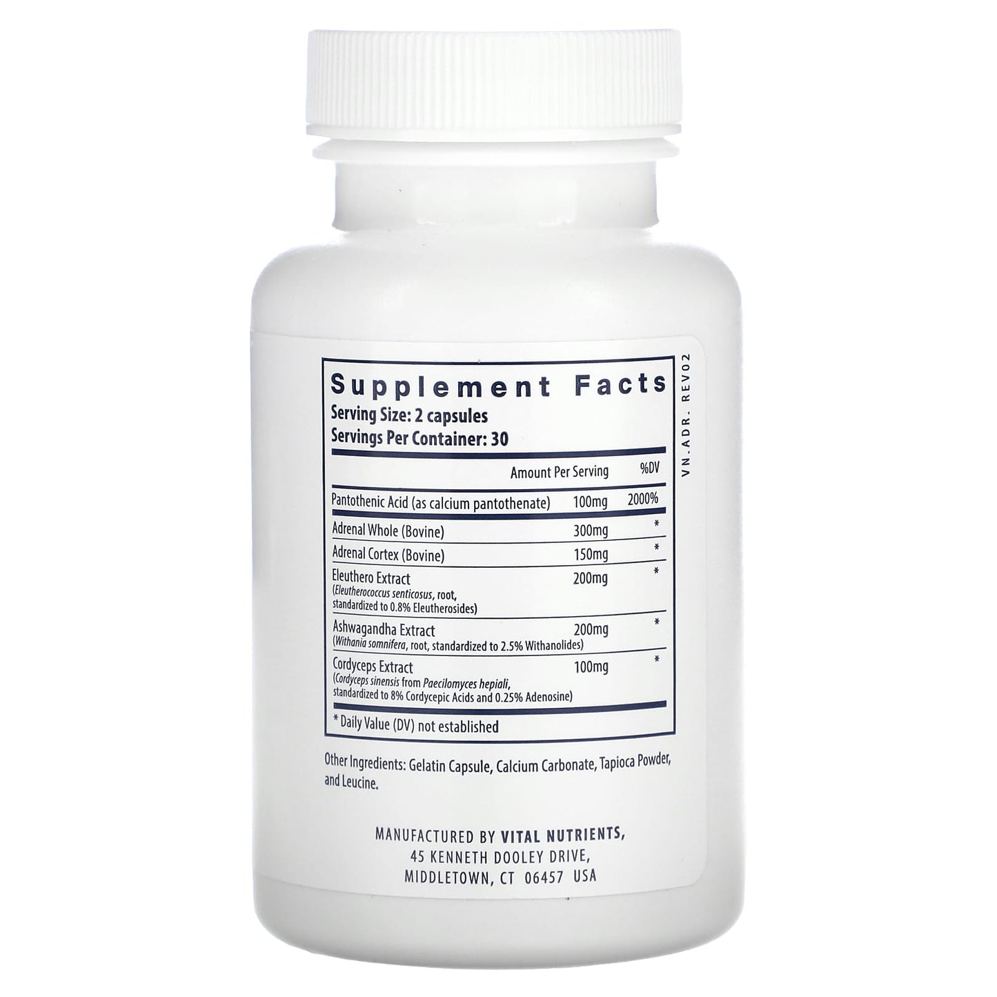 Vital Nutrients, Adrenal Support, 60 Capsules UPC 693465423110 | HiLife Vitamins