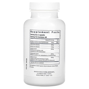 Vital Nutrients, Adrenal Support, 120 Capsules UPC 693465423219 | HiLife Vitamins