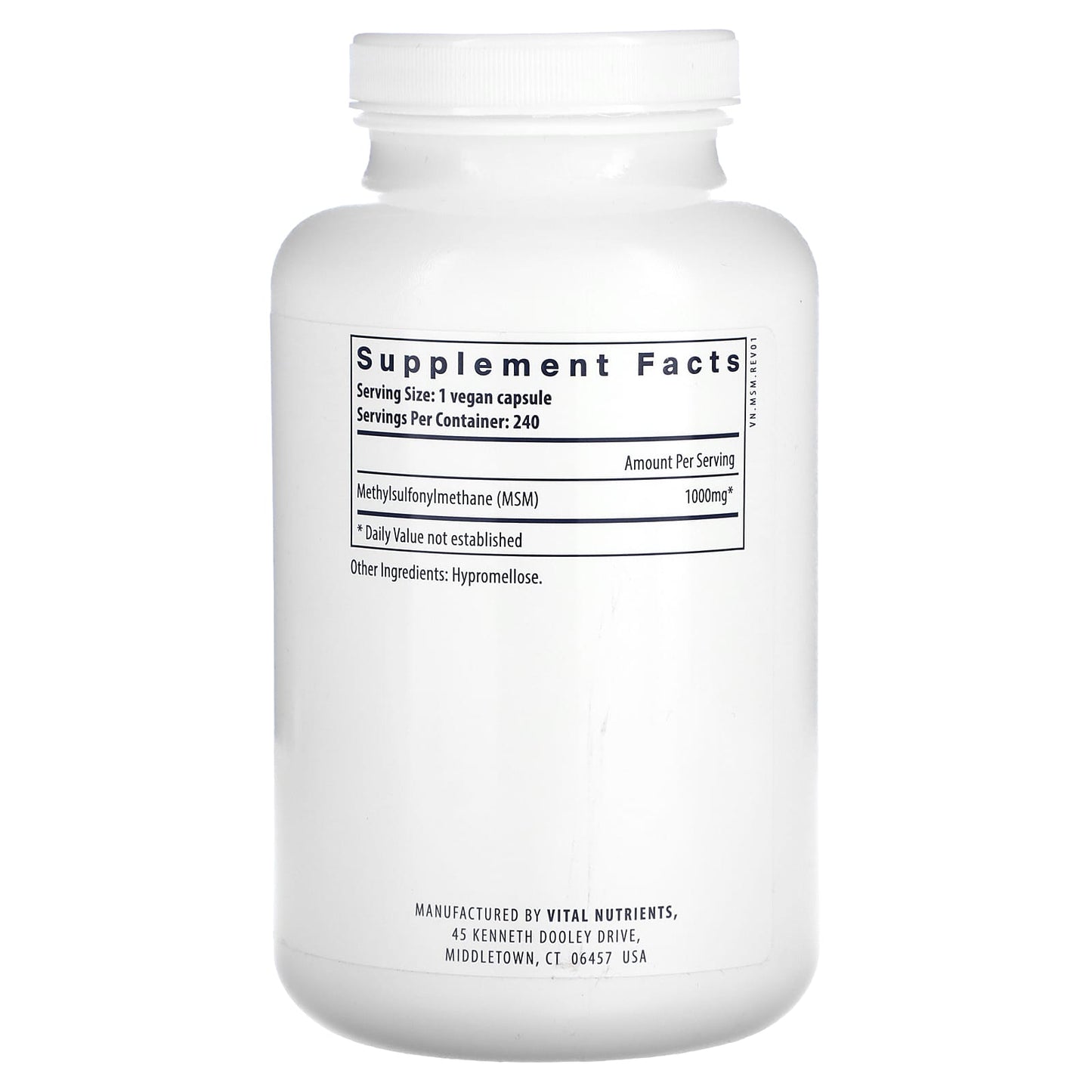 Vital Nutrients, MSM, 1,000 mg, 240 Capsules UPC 693465429112 | HiLife Vitamins
