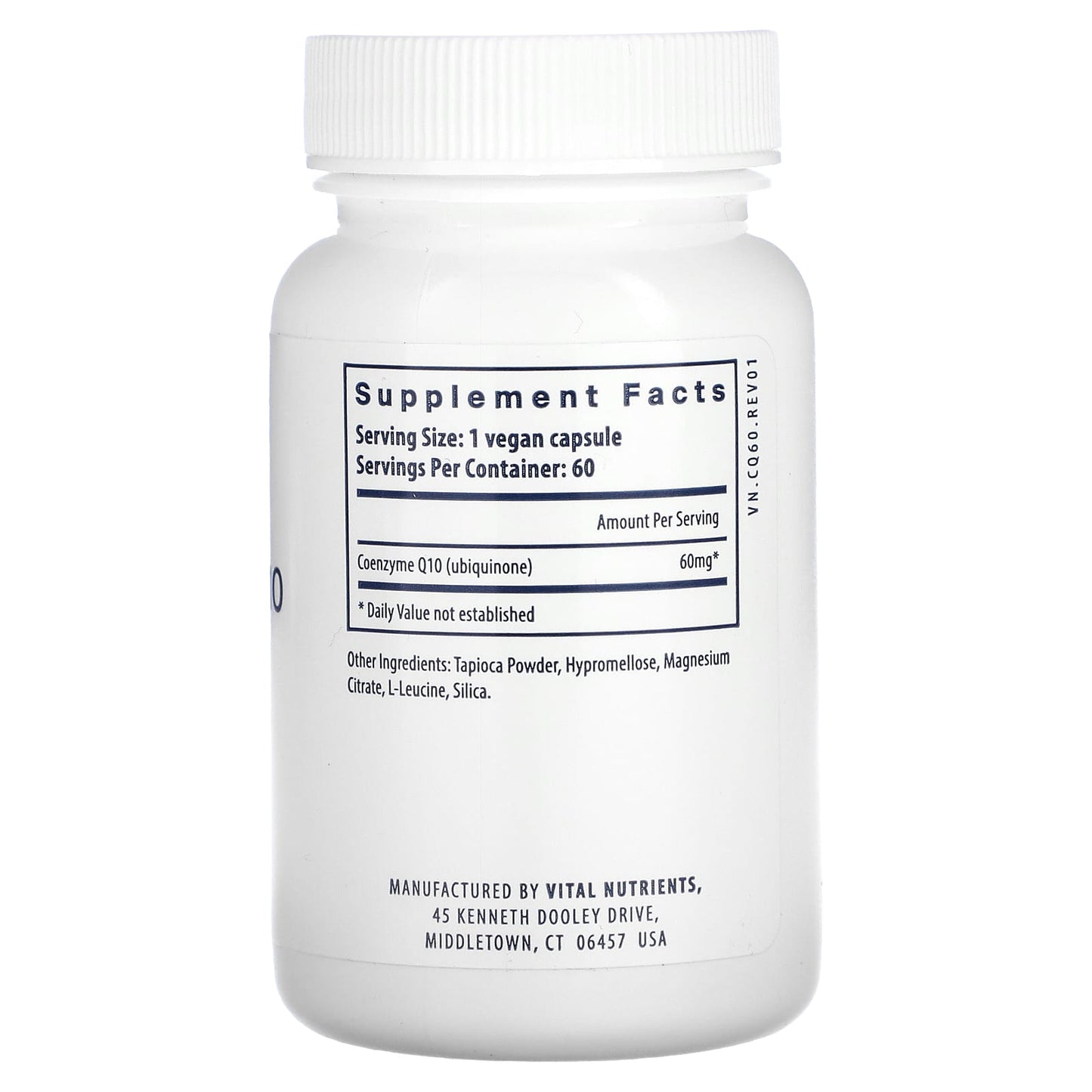 Vital Nutrients, Coenzyme Q10, 60 mg, 60 Vegan Capsules UPC 693465430118 | HiLife Vitamins