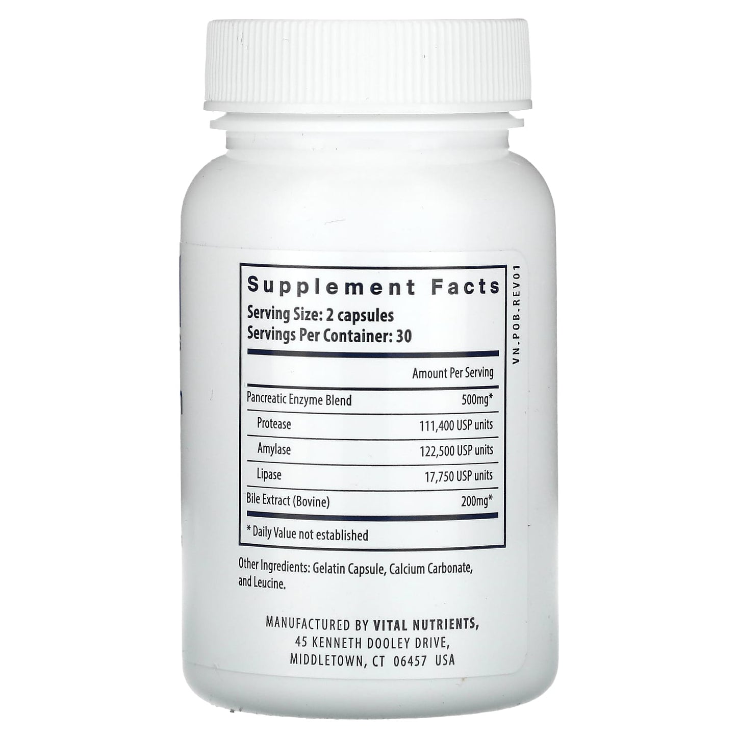 Vital Nutrients, Pancreatin & Ox Bile Extract, 60 Capsules UPC 693465436110 | HiLife Vitamins