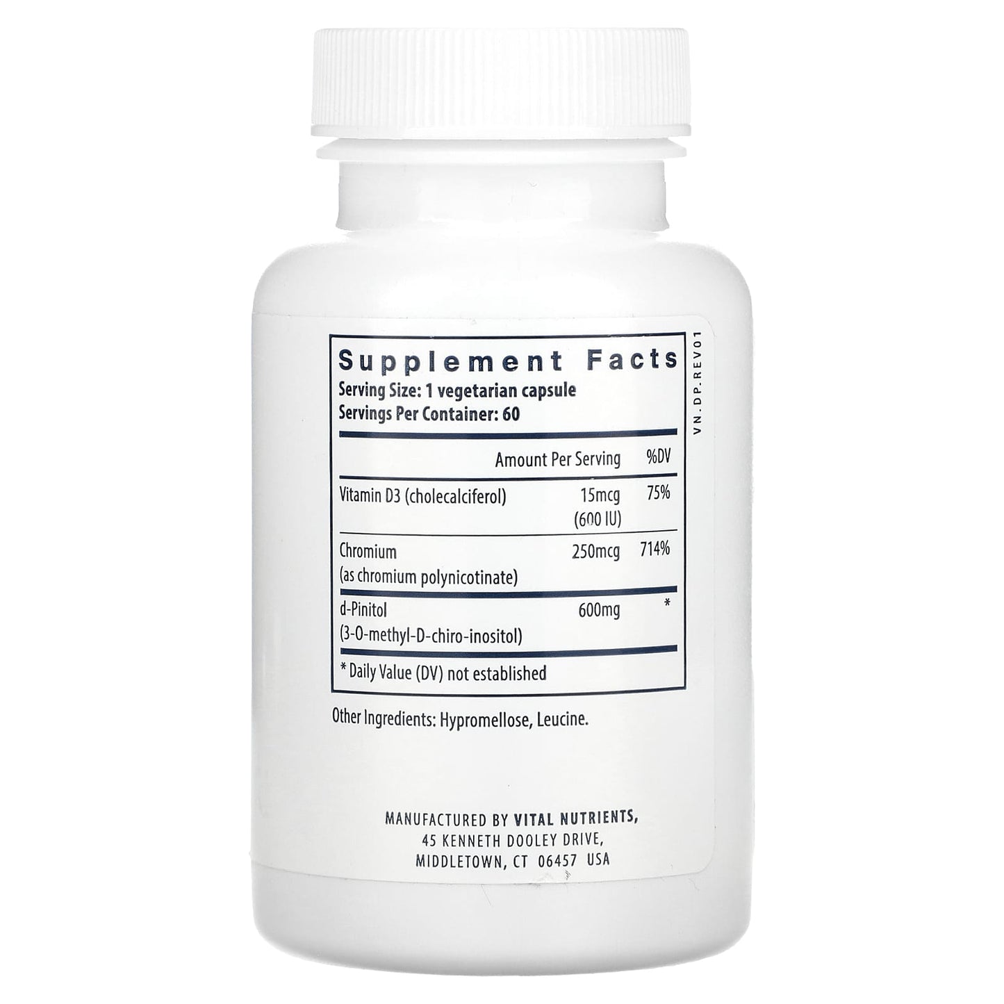 Vital Nutrients, d-Pinitol, 60 Vegetarian Capsules UPC 693465444115 | HiLife Vitamins