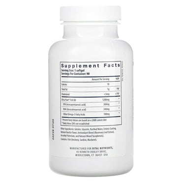 Vital Nutrients, Ultra Pure, Fish Oil 700 Enteric, 90 Enteric Coated Softgels UPC 693465445112 | HiLife Vitamins