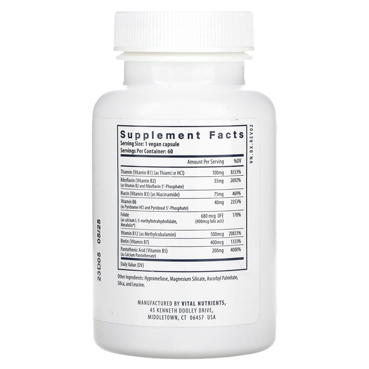 Vital Nutrients, B-Complex, 60 Vegan Capsules UPC 693465500118 | HiLife Vitamins