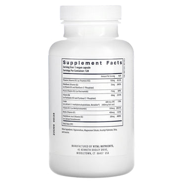 Vital Nutrients, B-Complex, 120 Vegan Capsules UPC 693465500217 | HiLife Vitamins