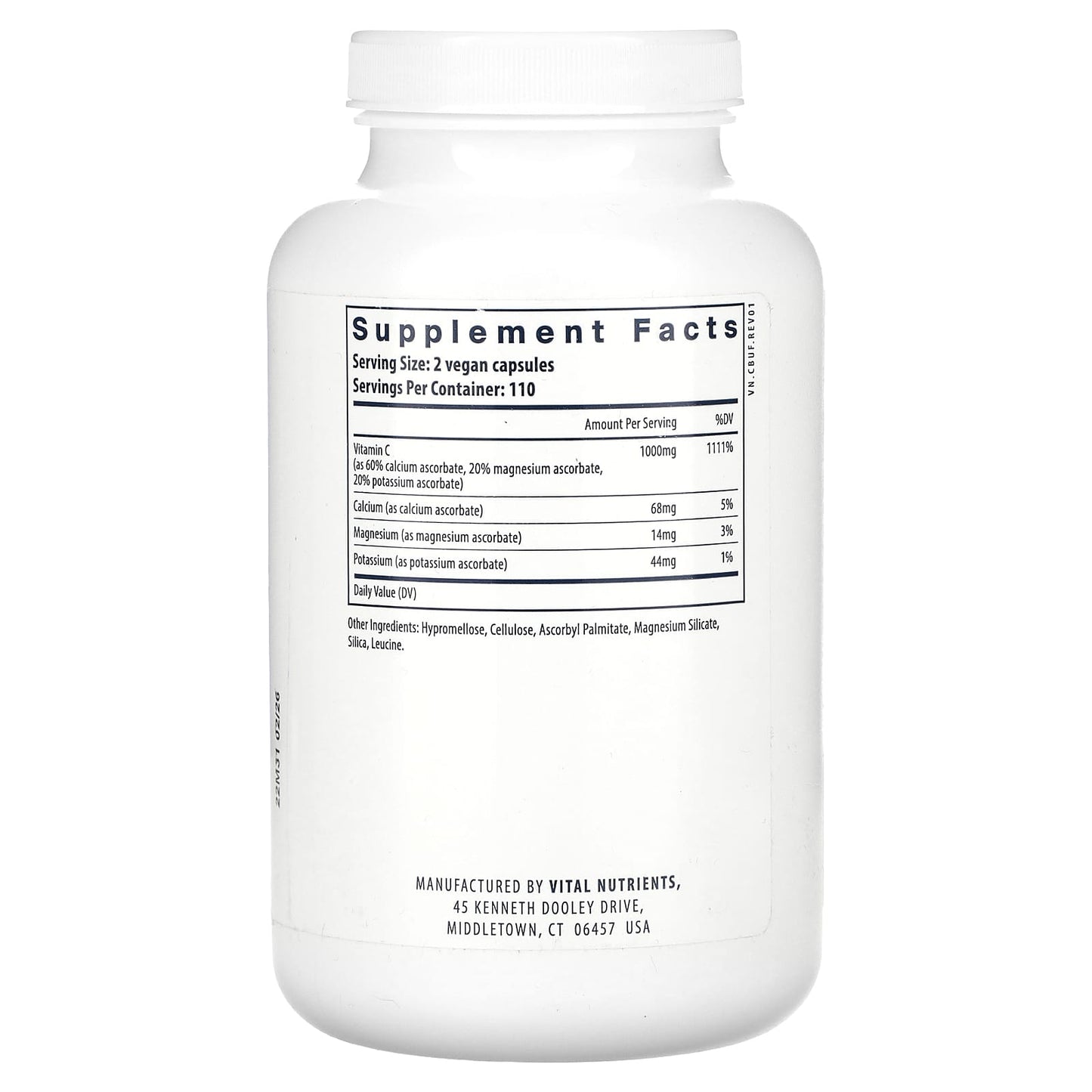 Vital Nutrients, Buffered C, 220 Vegan Capsules UPC 693465501115 | HiLife Vitamins