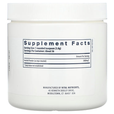 Vital Nutrients, Inositol Powder, 7.94 oz (225 g) UPC 693465532119 | HiLife Vitamins
