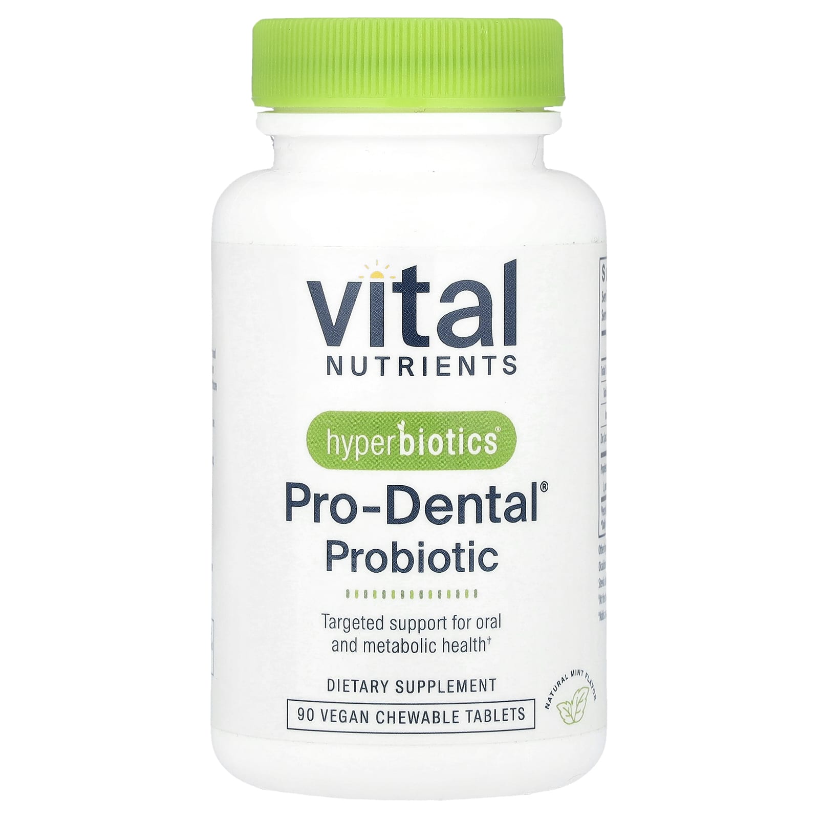 Vital Nutrients, HyperbioticsĀ®, Pro-DentalĀ® Probiotic, Natural Mint, 90 Vegan Chewable Tablets UPC 9506000113708 | HiLife Vitamins
