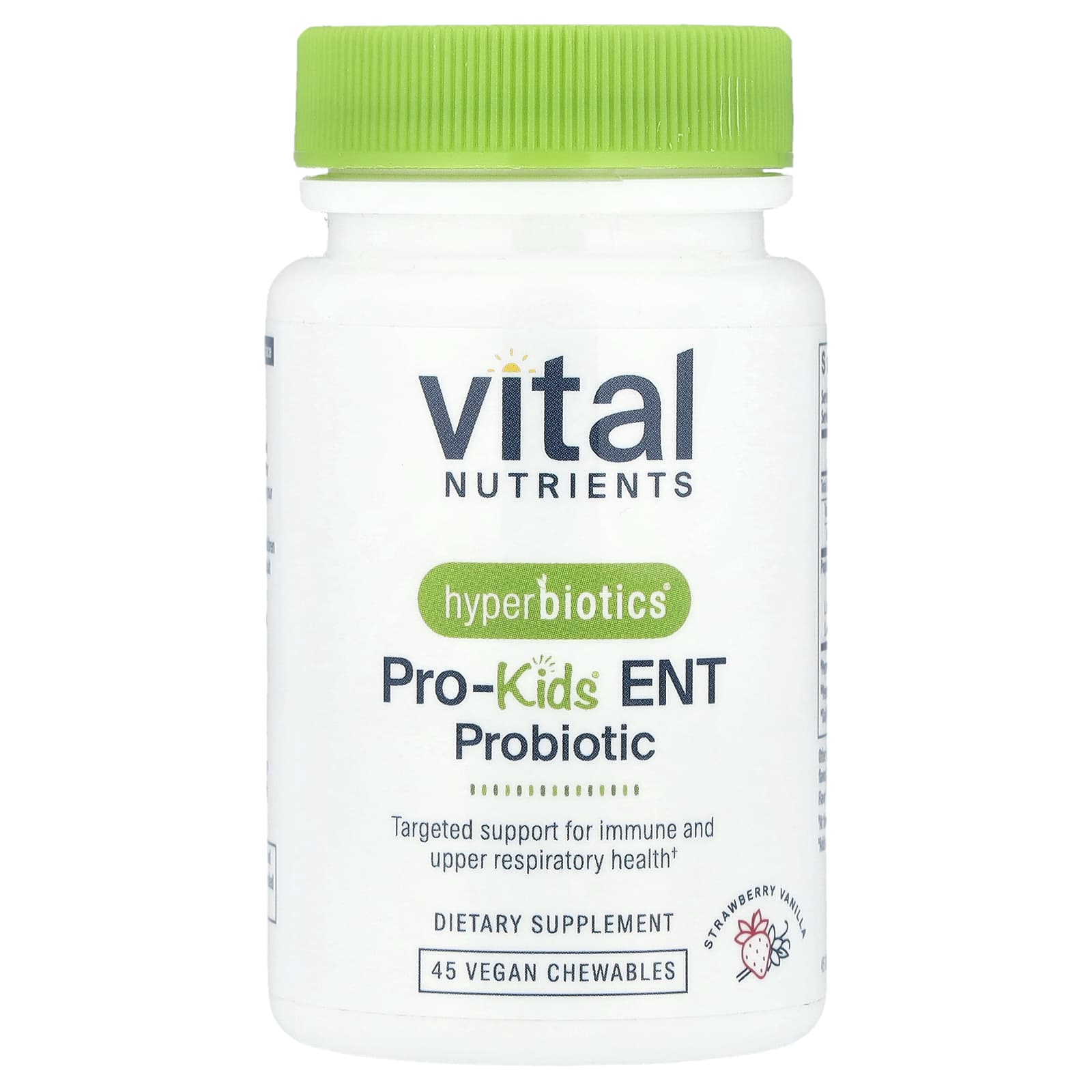 Vital Nutrients, HyperbioticsĀ®, Pro-KidsĀ® ENT Probiotic, Strawberry Vanilla, 45 Vegan Chewable UPC 9506000113715 | HiLife Vitamins