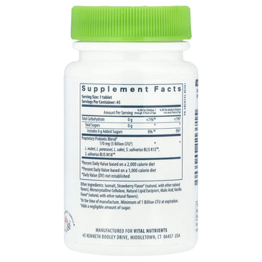 Vital Nutrients, HyperbioticsĀ®, Pro-KidsĀ® ENT Probiotic, Strawberry Vanilla, 45 Vegan Chewable UPC 9506000113715 | HiLife Vitamins