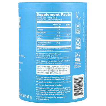 Vital Proteins, Collagen Peptides, Unflavored, 20 oz (567 g) UPC 850232005089 | HiLife Vitamins