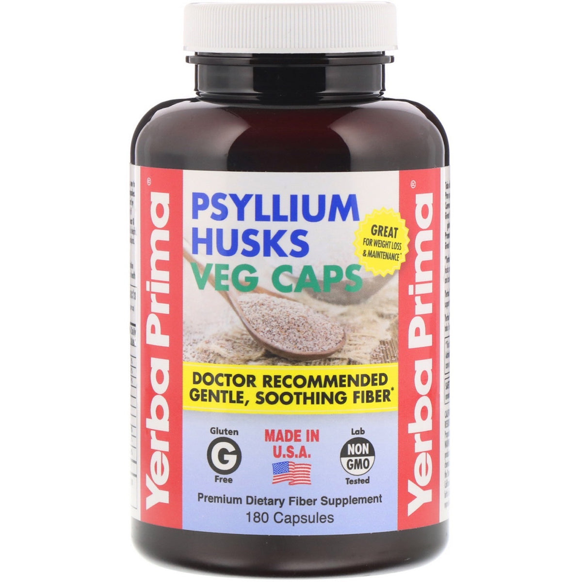 Yerba Prima, Psyllium Husks, 180 Capsules UPC 046352001081 | Hilife Vitamins