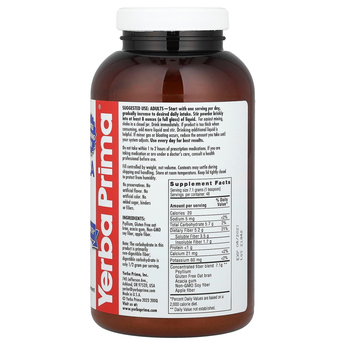 Yerba Prima, Daily Fiber® Formula, 12 oz (340 g) UPC 046352002002 | HiLife Vitamins