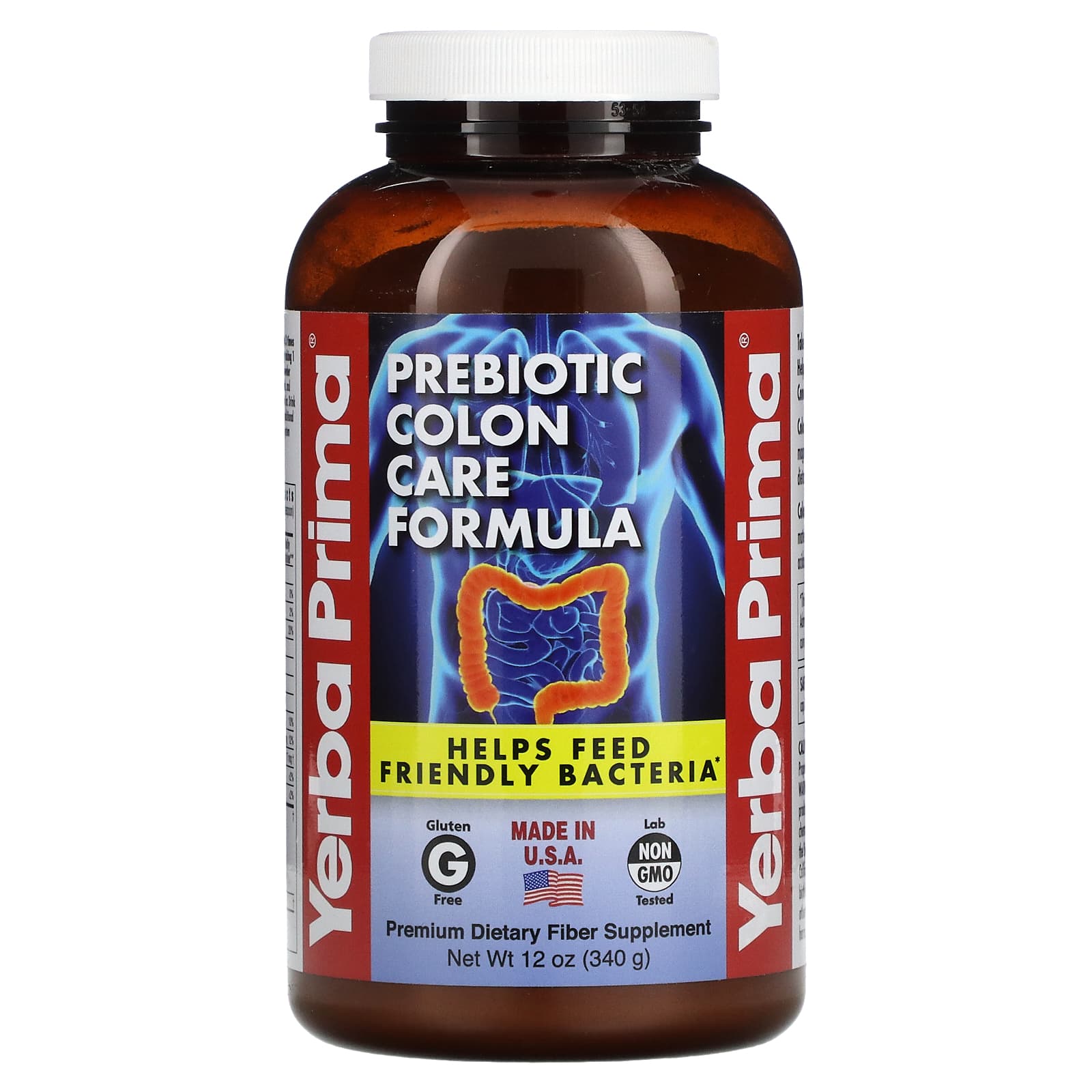 Yerba Prima, Prebiotic Colon Care Formula Powder, 12 Oz UPC 046352002040 | Hilife Vitamins