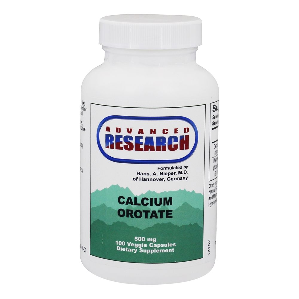 Advanced Research, Calcium Orotate 500 mg, 100 Veggie Capsules UPC 605164340926 | HiLife Vitamins