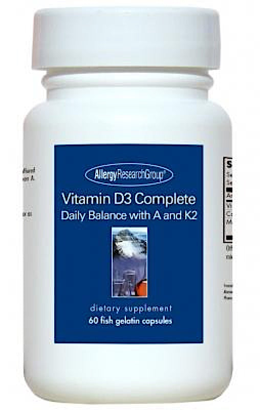 Allergy Research Group, Vitamin D3 Complete Daily Balance with A and K2, 60 Fish Gelatin Capsules UPC 713947763807 | HiLife Vitamins