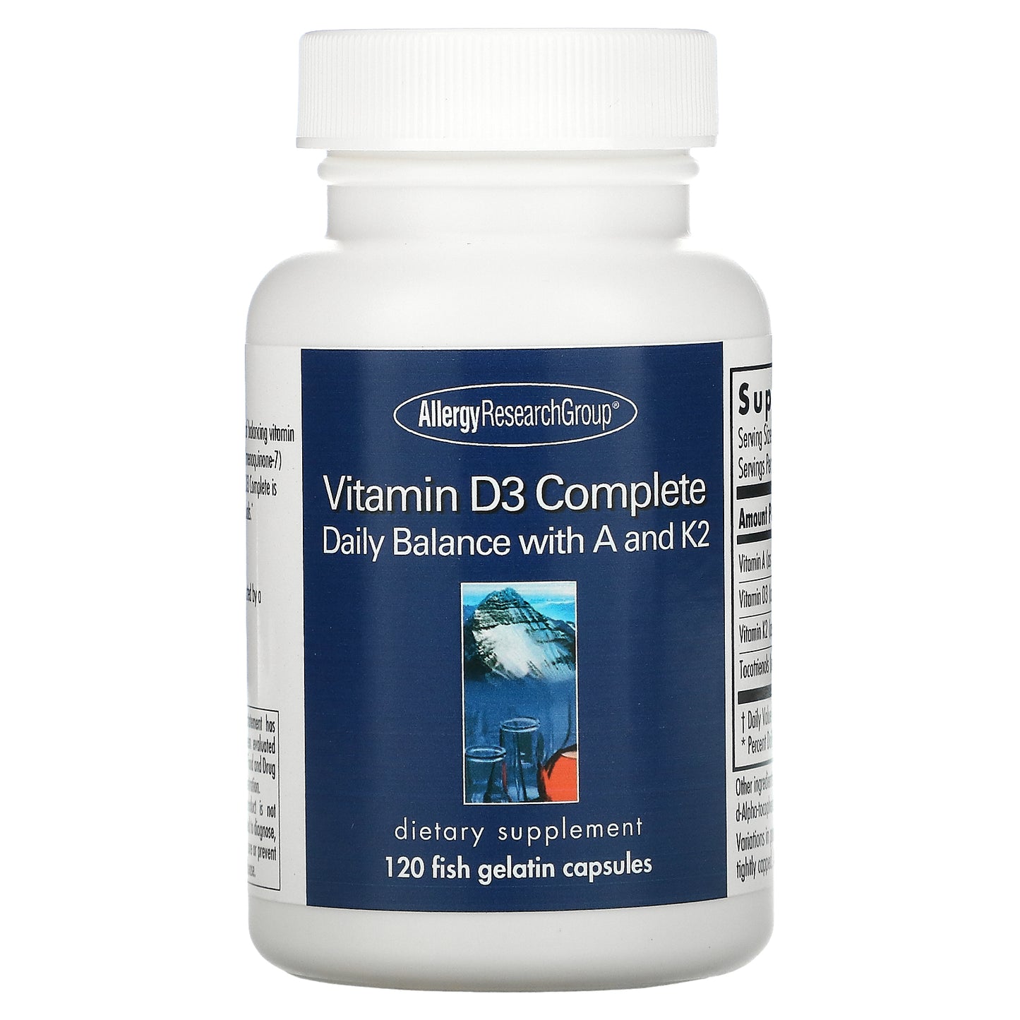 Allergy Research Group, Vitamin D3 Complete Daily Balance with A and K2, 120 Fish Gelatin Capsules UPC 713947772403 | HiLife Vitamins