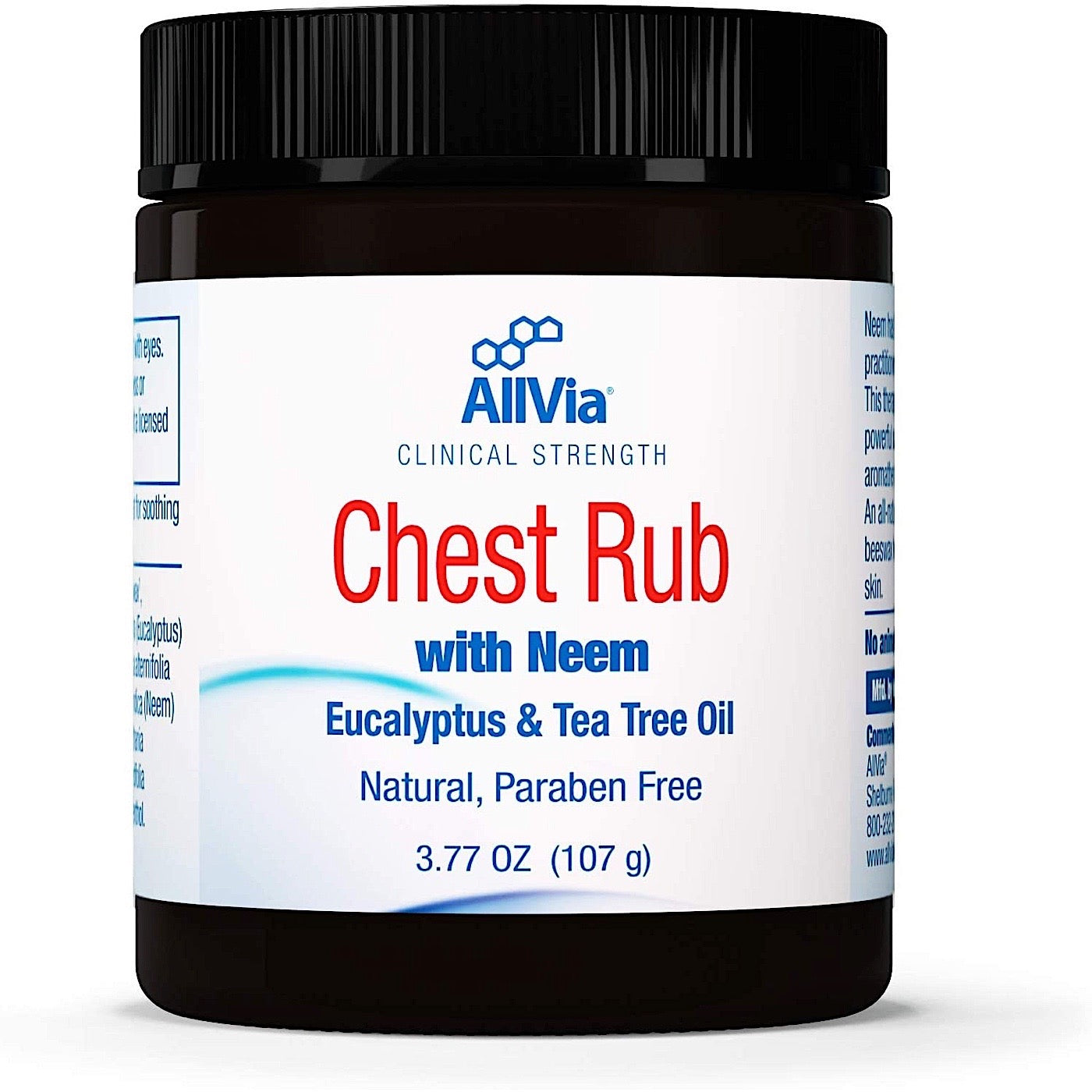 Allvia, CHEST RUB WITH NEEM EUCALYPTUS AND TEA TREE, 3.77 Oz UPC 645951661063 | HiLife Vitamins