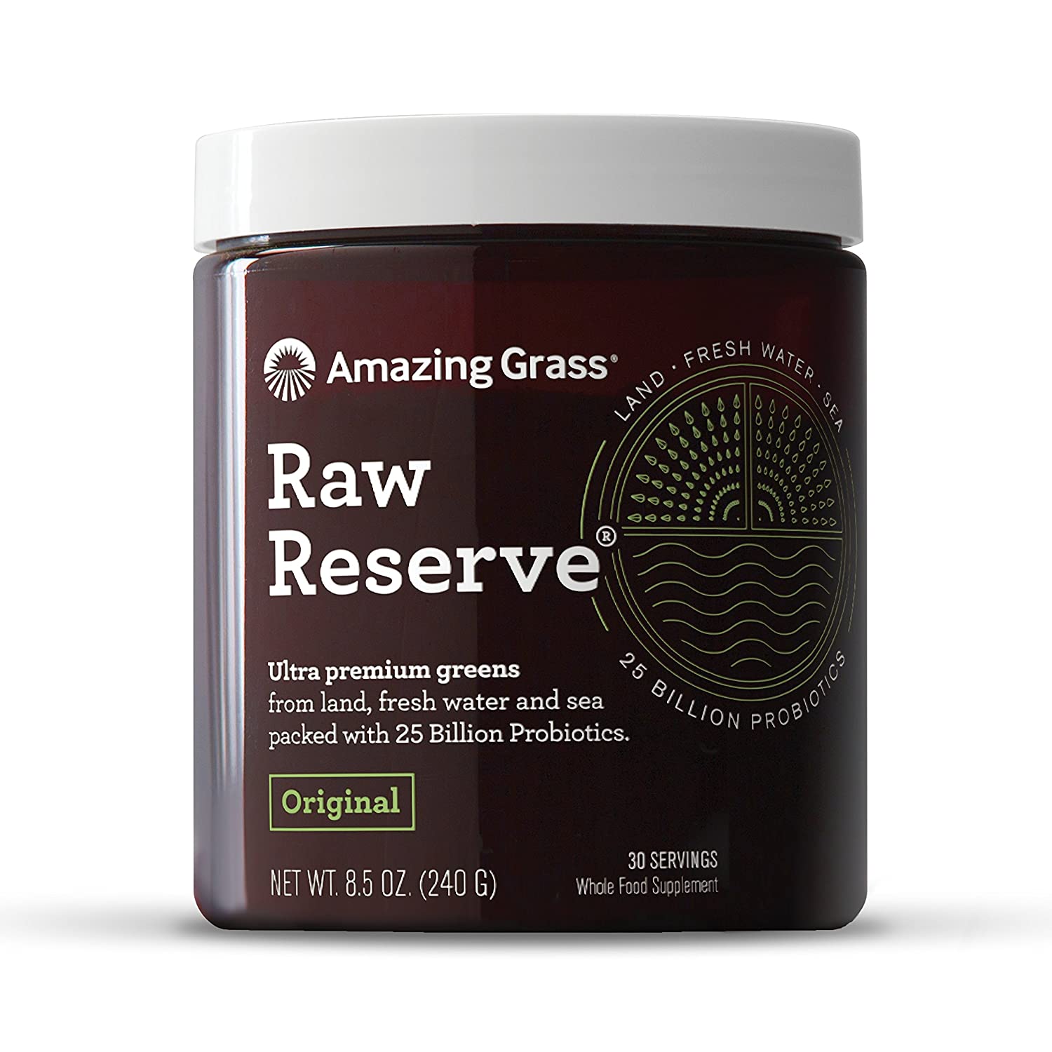 Amazing Grass, Raw Reserve Original Green Superfood 30 Servings, 8.5 Oz UPC 829835000784 | HiLife Vitamins