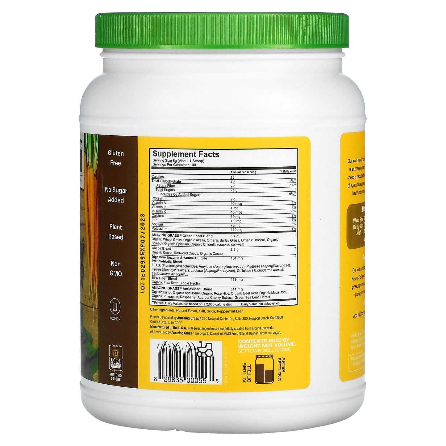 Amazing Grass, Greens Blend, Superfood, Chocolate, 1.76 lb (800 g) UPC 829835000555 | HiLife Vitamins
