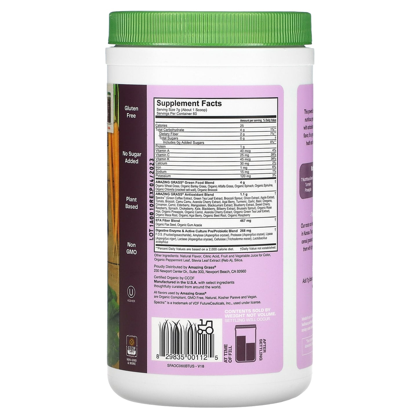 Amazing Grass, Green Superfood, Antioxidant, Sweet Berry, 14.8 oz UPC 829835001125 | HiLife Vitamins