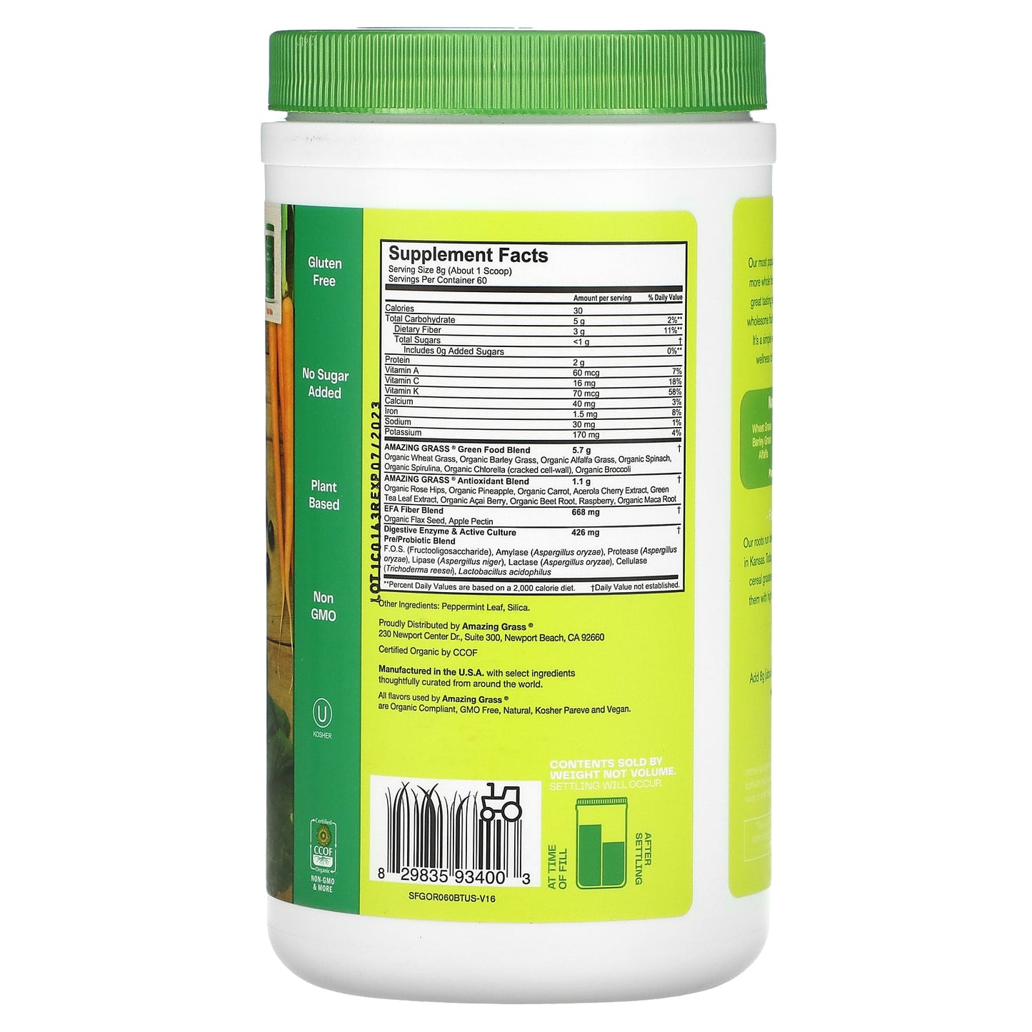 Amazing Grass, Greens Blend Superfood, The Original, 1.06 lb UPC 829835934003 | HiLife Vitamins
