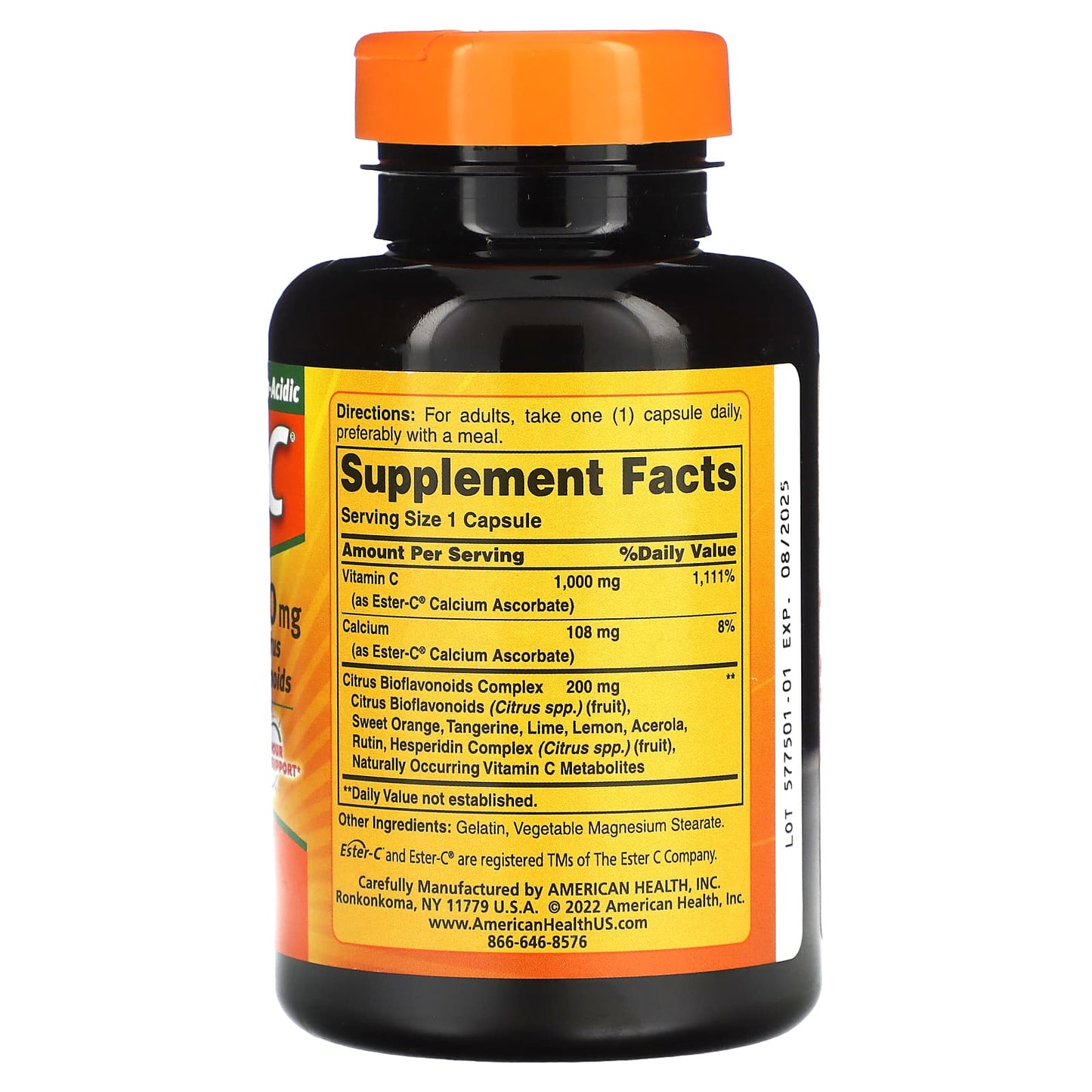 American Health, Ester-C with Citrus Bioflavonoids, 1,000 mg, 90 Capsules UPC 076630169752 | HiLife Vitamins