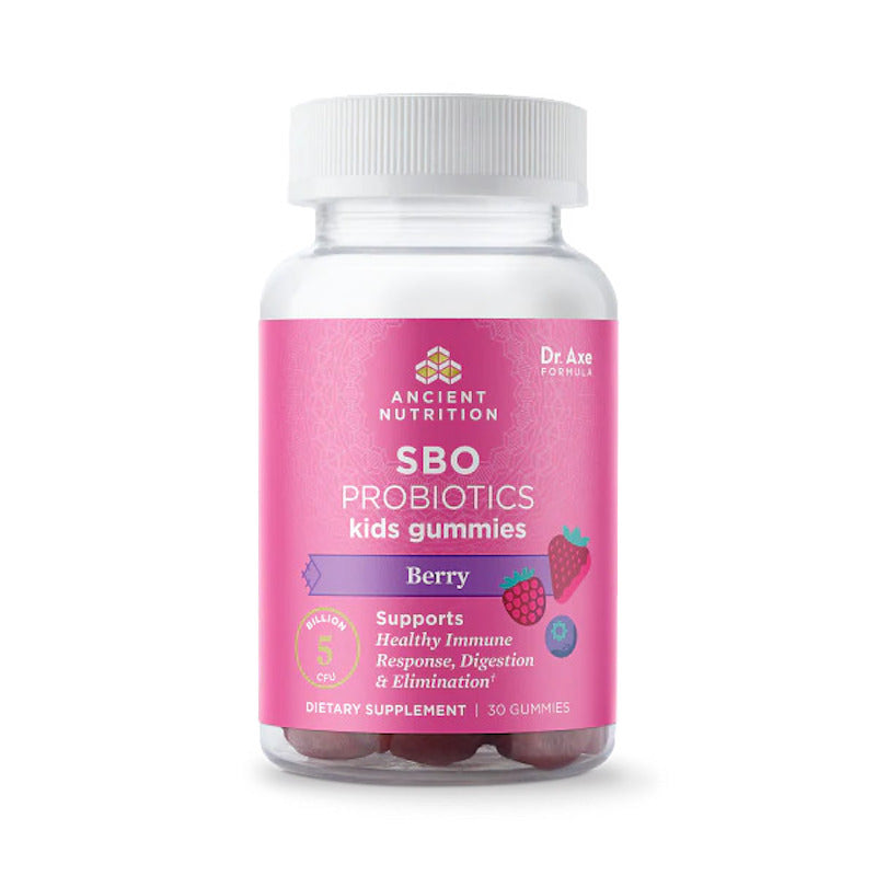 Ancient Nutrition, SBO Probiotics Kids Gummies, Berry Flavor, 30 Gummies UPC 816401025951 | HiLife Vitamins