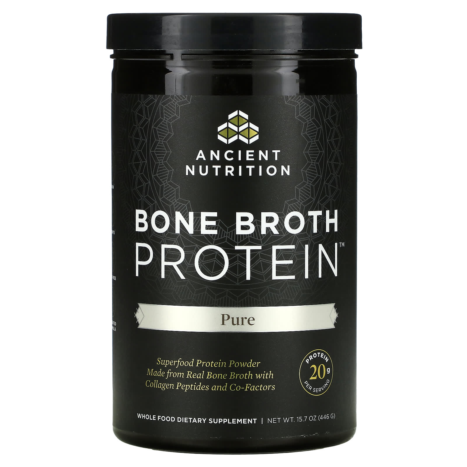 Ancient Nutrition, Bone Broth Protein Pure, 15.7 Oz UPC 816401020000 | HiLife Vitamins