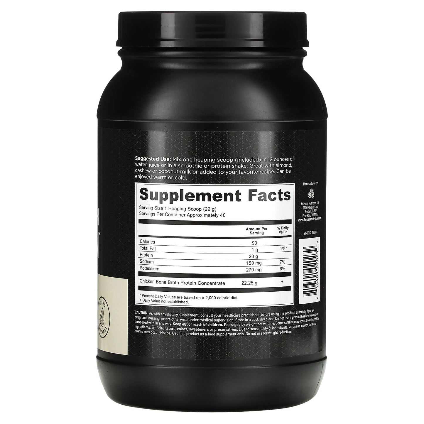 Ancient Nutrition, Bone Broth Protein Pure, 1.96 Lbs UPC 816401020239 | HiLife Vitamins