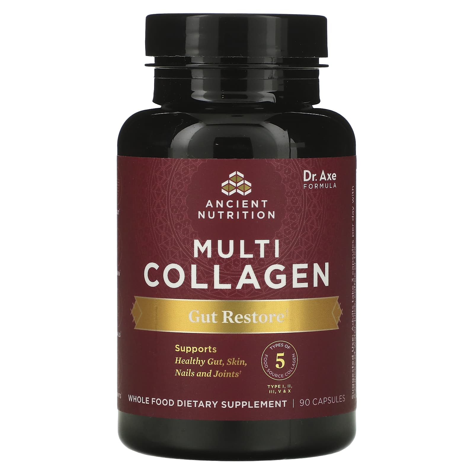 Ancient Nutrition, Multi Collagen Gut Restore, 90 Capsules UPC 816401025142 | HiLife Vitamins