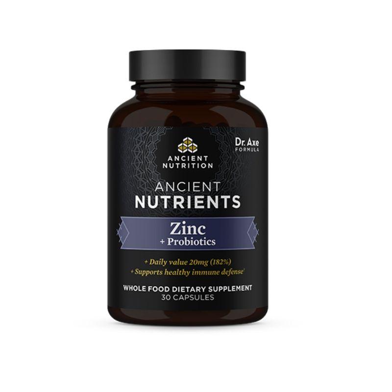 Ancient Nutrition, Zinc+Probiotics, 30 Capsules UPC 816401025265 | HiLife Vitamins