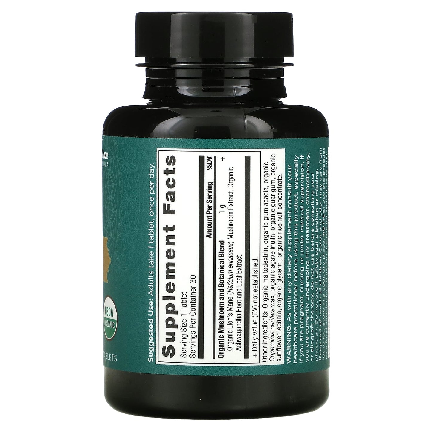 Ancient Nutrition, Lion's Mane, Mental Clarity And Concentration, 30 Tablets UPC 816401025524 | HiLife Vitamins