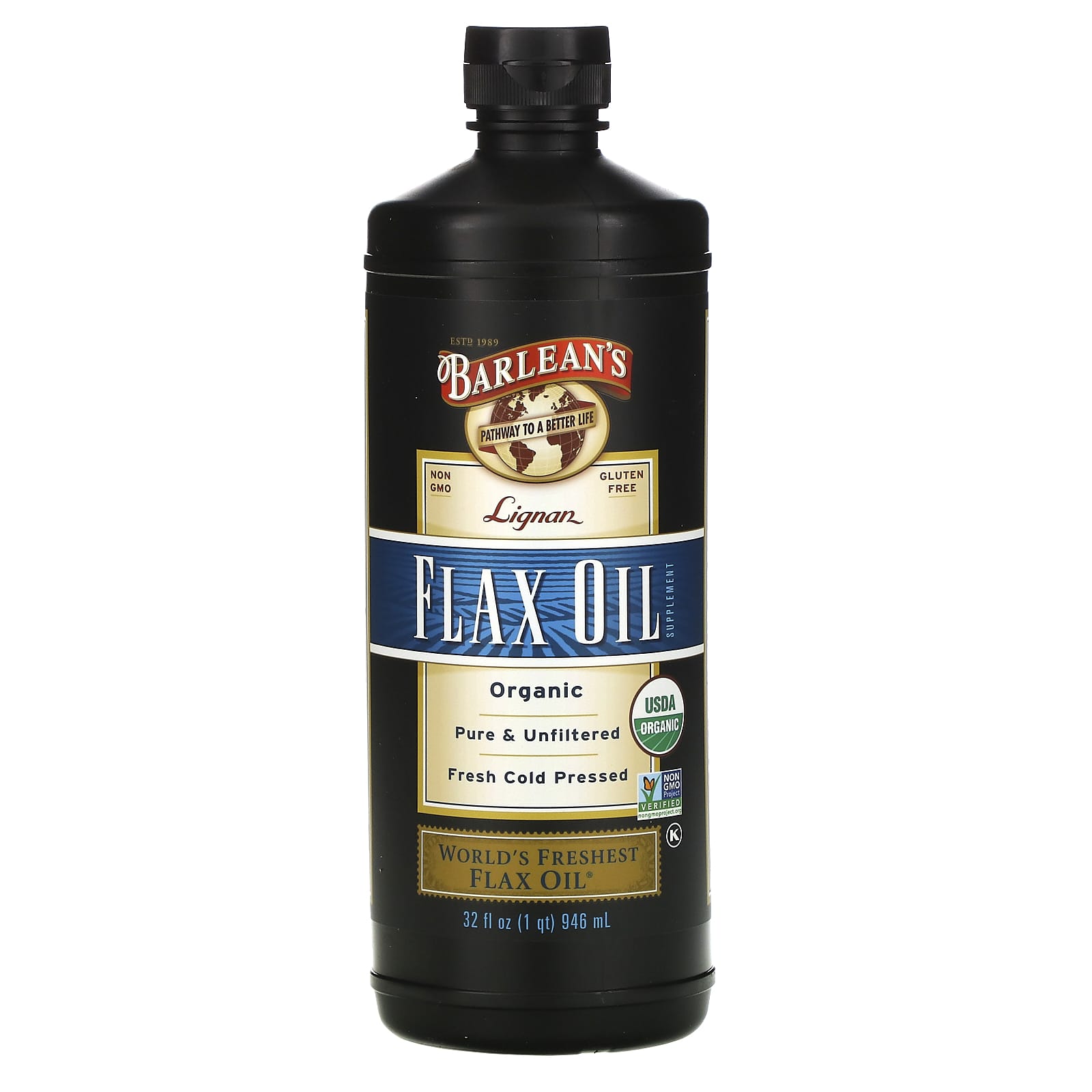 Barlean's, Lignan Flax Oil, 32 Oz UPC 705875000062 | HiLife Vitamins