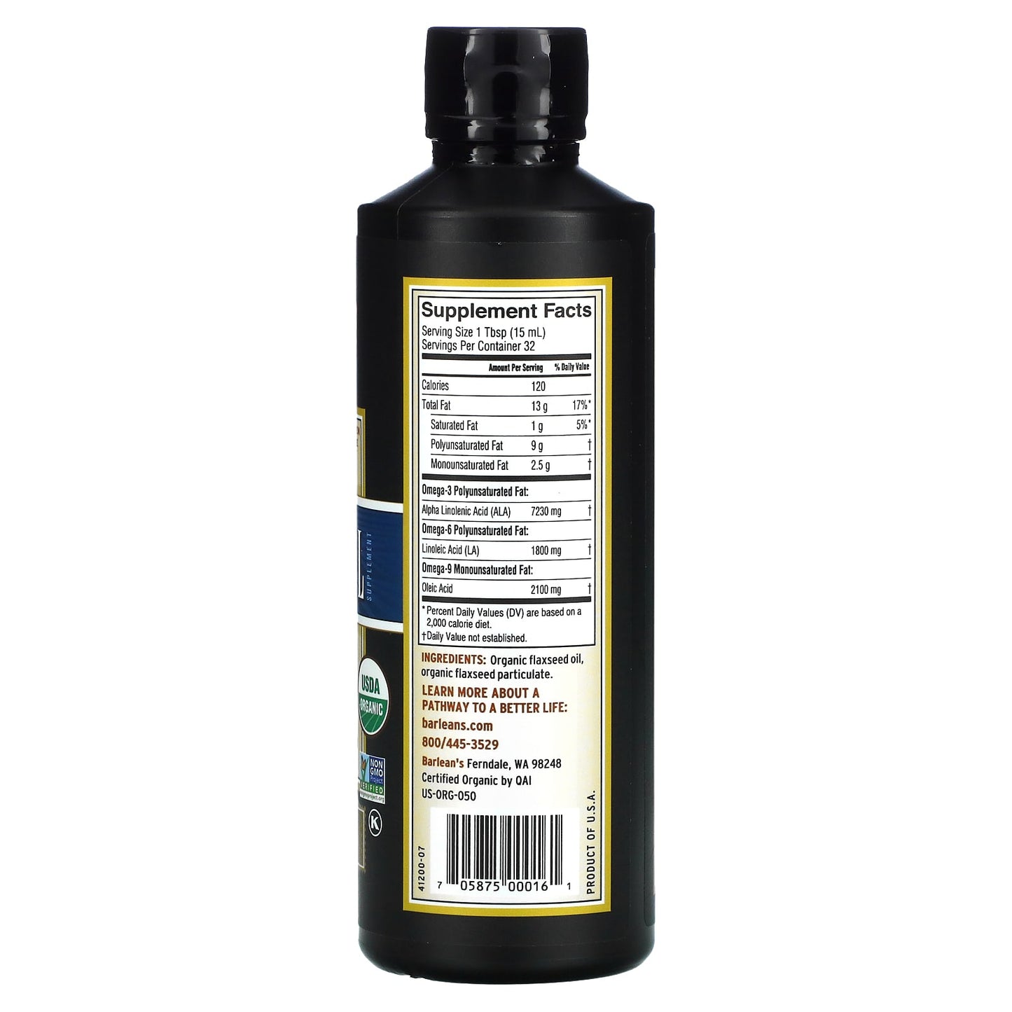 Barlean's, Lignan Flax Oil, 16 Oz UPC 705875000161 | HiLife Vitamins