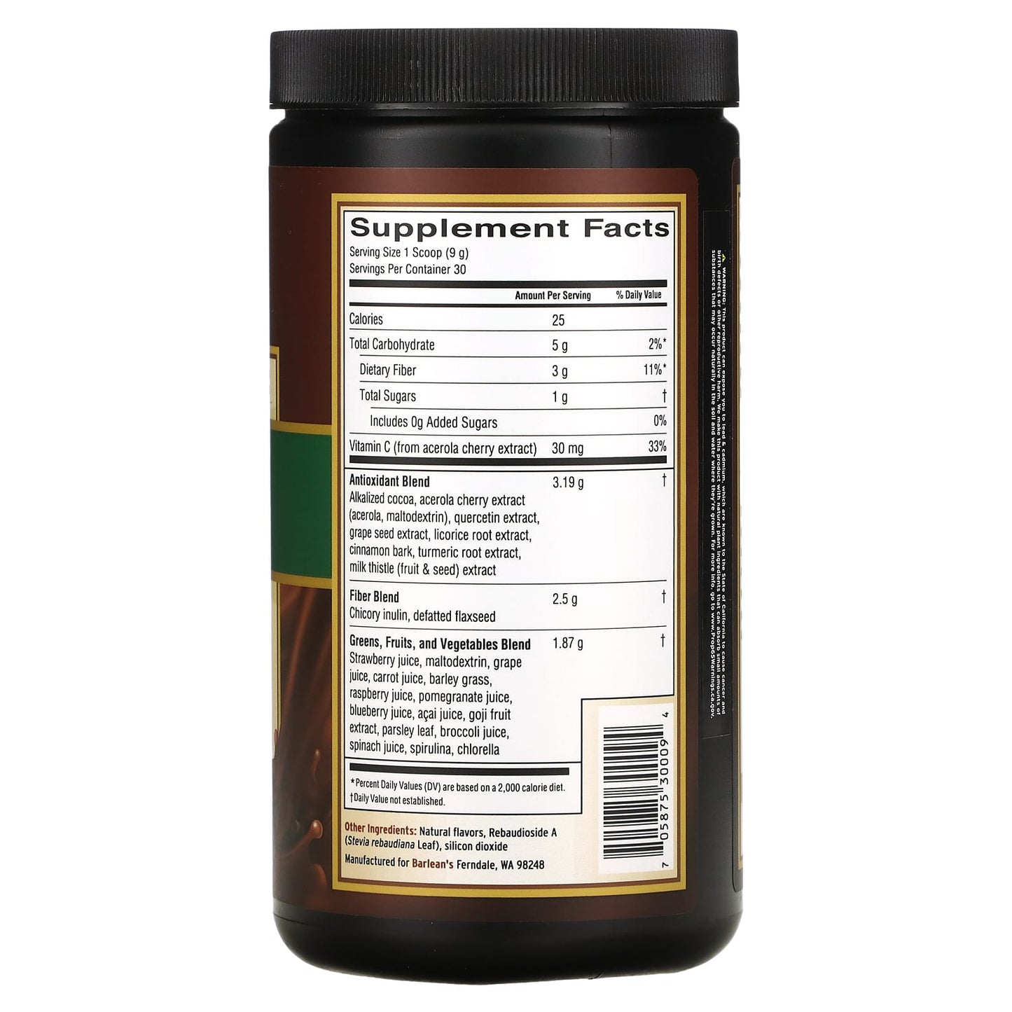 Barlean's, Chocolate Silk Greens, 9.52 Oz UPC 705875300094 | HiLife Vitamins