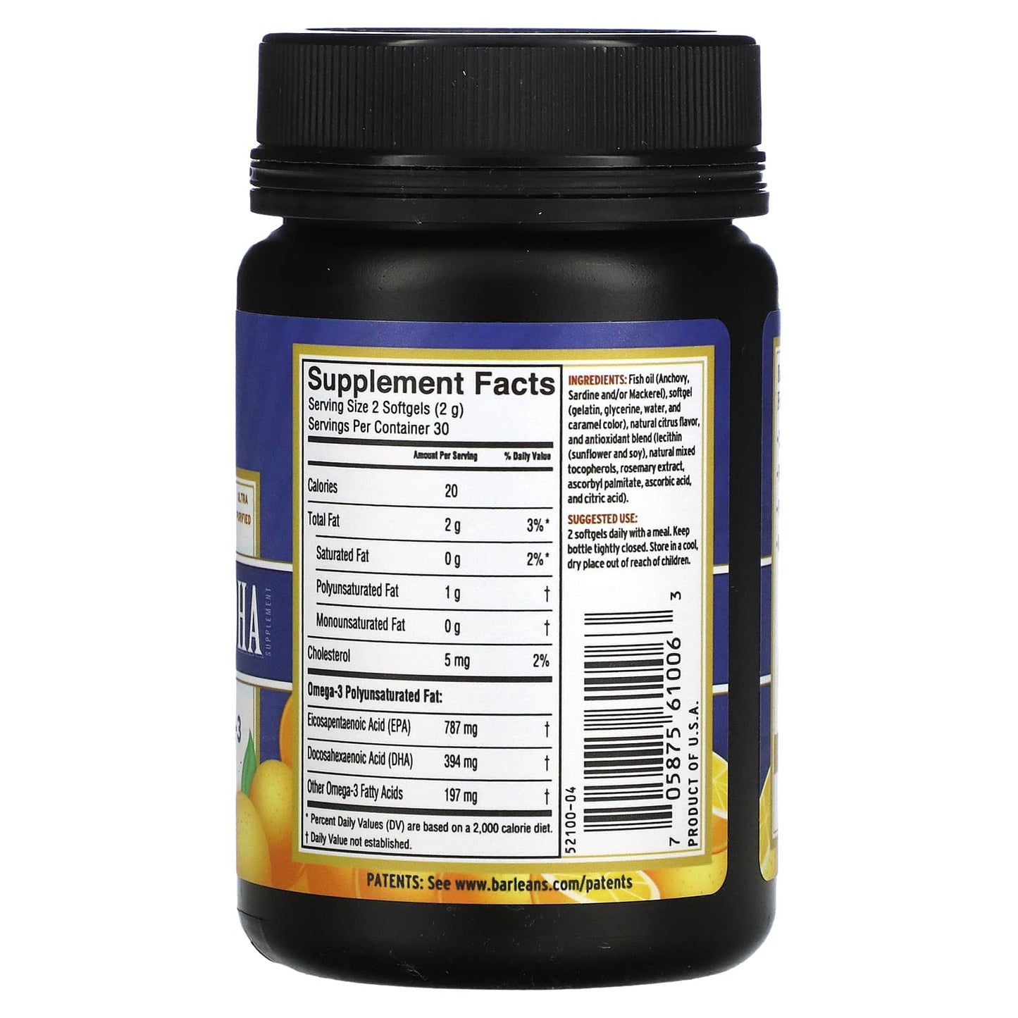 Barlean's, Fresh Catch Ultra EPA-DHA, 60 Softgels UPC 705875610063 | HiLife Vitamins