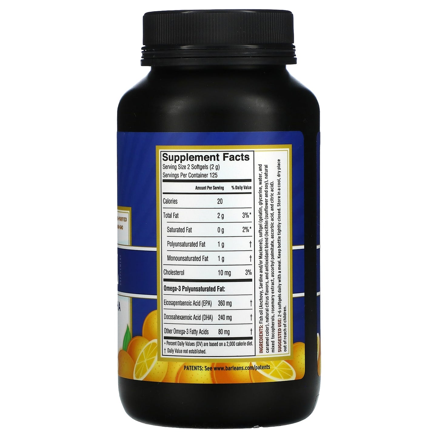 Barlean's, Fresh Catch, Fish Oil Supplement, Omega-3 EPA/DHA, Orange, 250 Softgels UPC 705875610087 | HiLife Vitamins