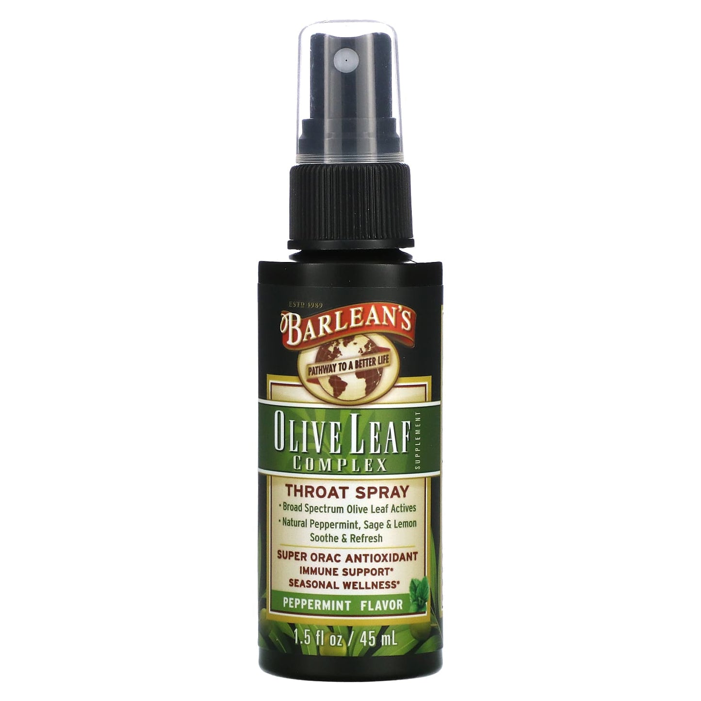 Barlean's, Olive Leaf Complex Throat Spray Peppermint Flavor, 1.5 Oz UPC 705875700023 | HiLife Vitamins