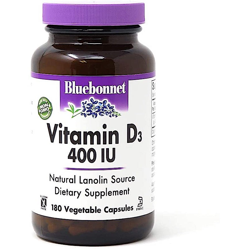Bluebonnet, Vitamin D3 400 IU, 180 Vegetarian Capsules UPC 743715003057 | HiLife Vitamins
