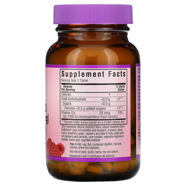 Bluebonnet, Earthsweet Vitamin D3 1000 IU Raspberry Flavor, 90 Chewable Tablets UPC 743715003620 | HiLife Vitamins