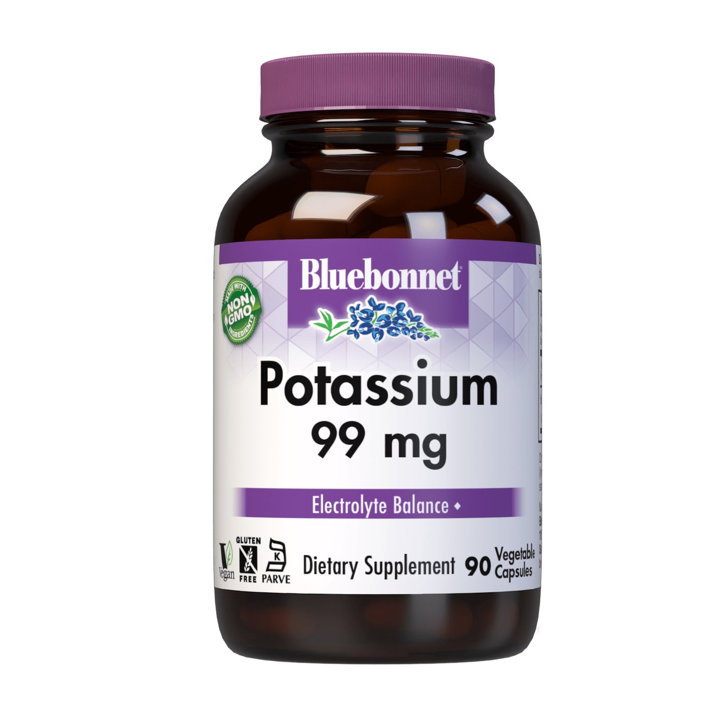 Bluebonnet, Potassium 99 mg, 90 Vegetarian Capsules UPC 743715007345 | HiLife Vitamins