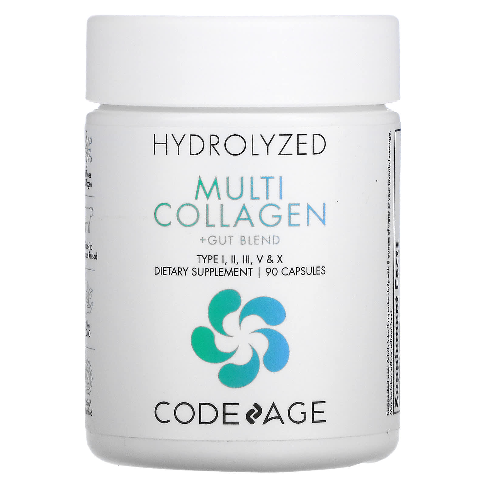 Codeage, Multi Collagen Capsules + Gut Blend, 90 Capsules UPC 850026121162 | HiLife Vitamins