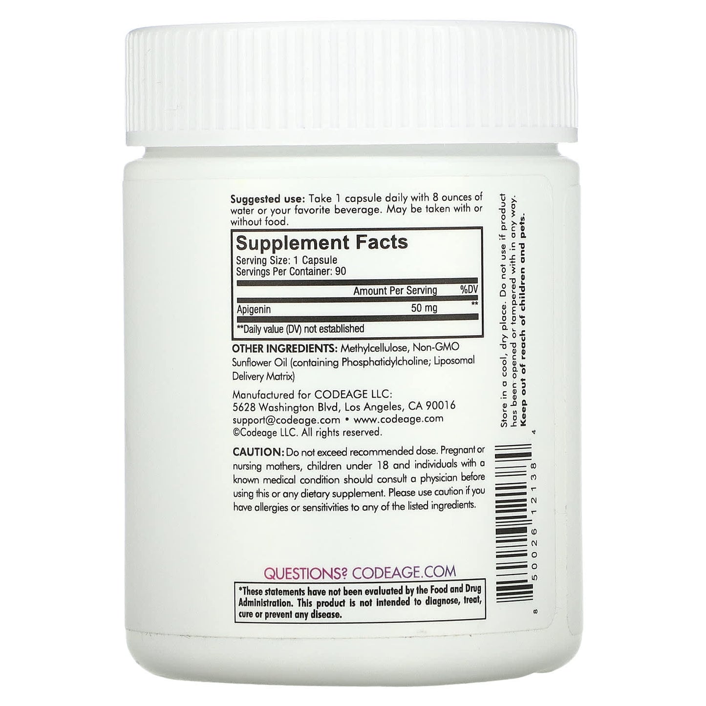 Codeage, Liposomal Apigenin, 90 Capsules UPC 850026121384 | HiLife Vitamins