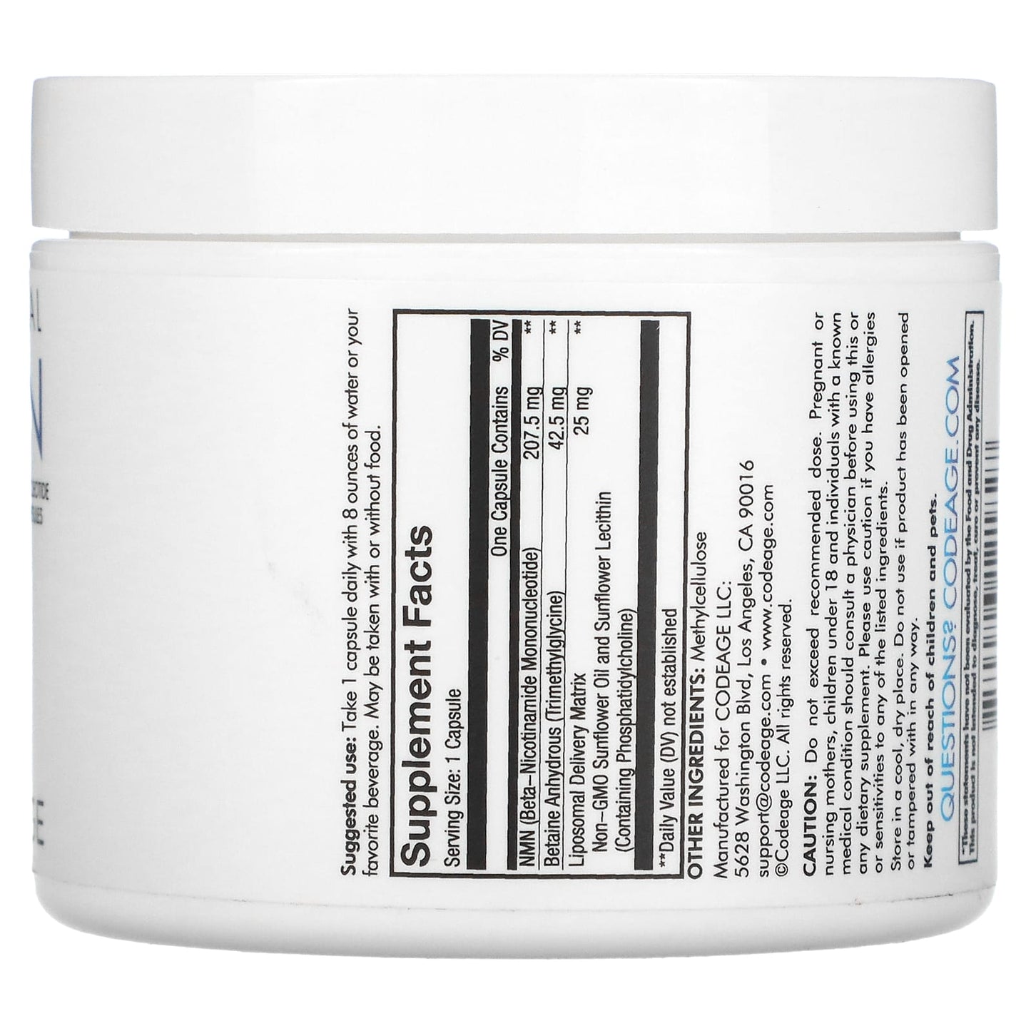 Codeage, Liposomal NMN 30 ct, 30 Capsules UPC 850026121827 | HiLife Vitamins