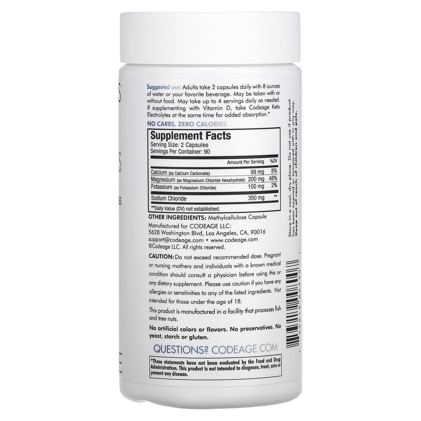 Codeage, Keto Electrolytes, 180 capsules UPC 853919008007 | HiLife Vitamins