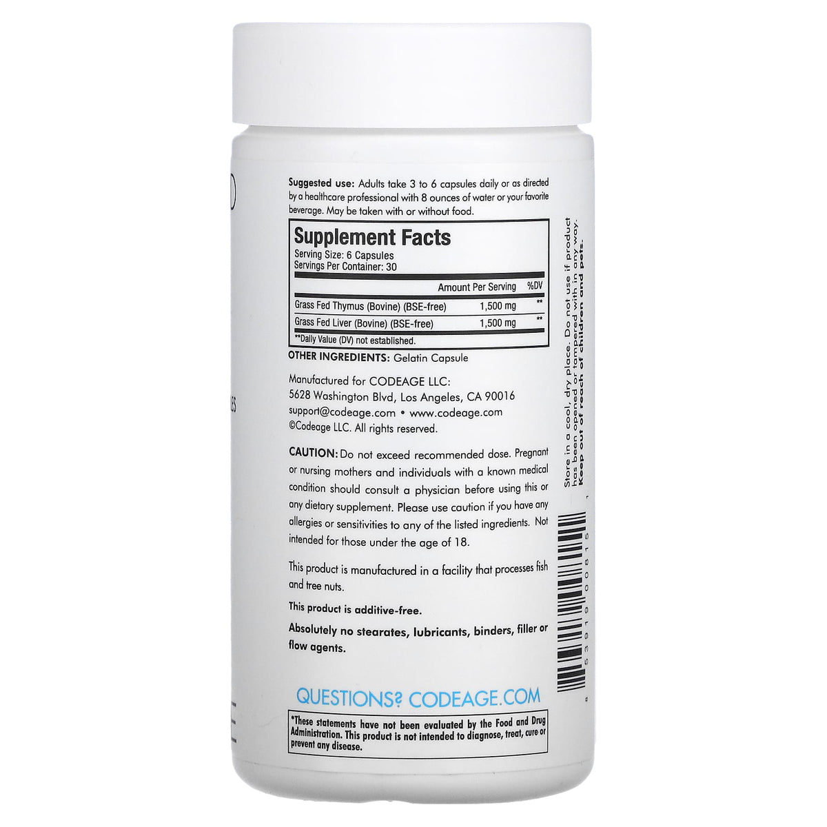 Codeage, Beef Thymus, 180 capsules HiLife Vitamins